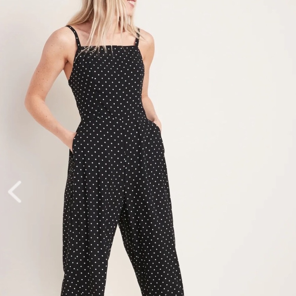 Old Navy jumpsuit black polka dot XS